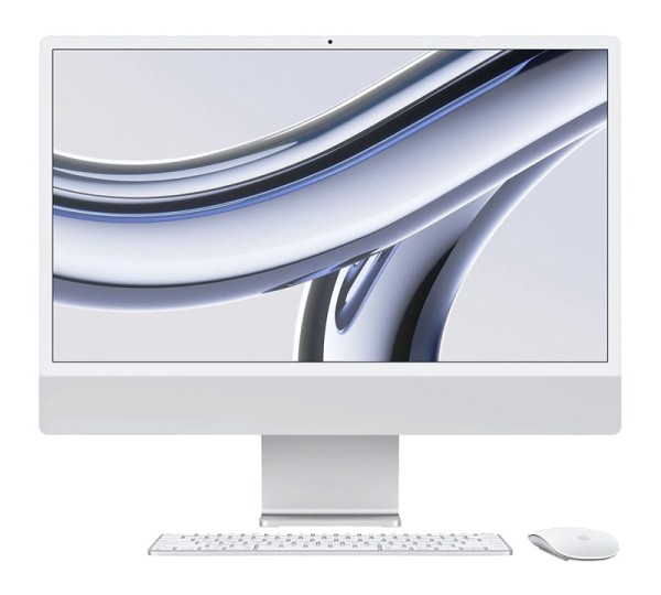 Apple iMac 24 Zoll 4,5K Retina Display M3 Chip Silber, 256GB, MQRJ3D-A, 8-core CPU and 10-core GPU